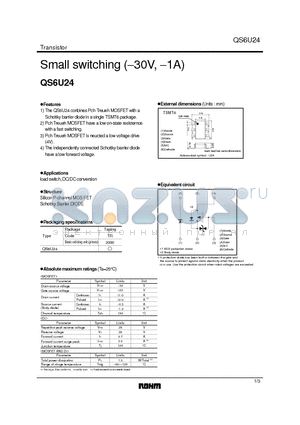 QS6U24 datasheet - Small switching (-30V, -1A)