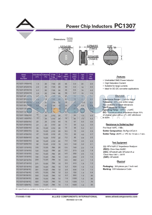 PC1307-1R5M-RC datasheet - Power Chip Inductors