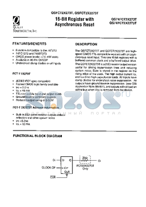 QS74FCT2X2273T datasheet - 16-BIT REGISTER WITH ASYNCHRONOUS RESET