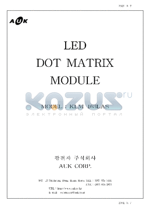 KLM-163LAS datasheet - LED DOT MATRIX MODULE
