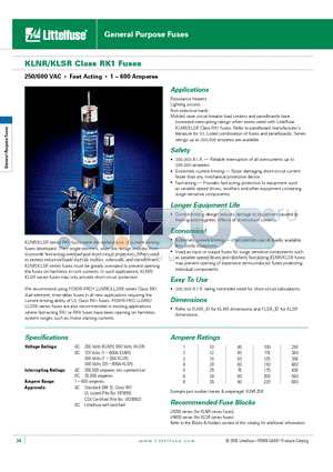 KLNR1 datasheet - General Purpose Fuses