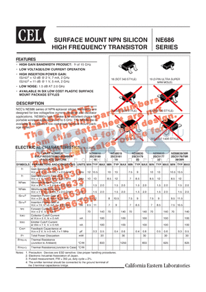 NE68633-T1 datasheet - SURFACE MOUNT NPN SILICON HIGH FREQUENCY TRANSISTOR
