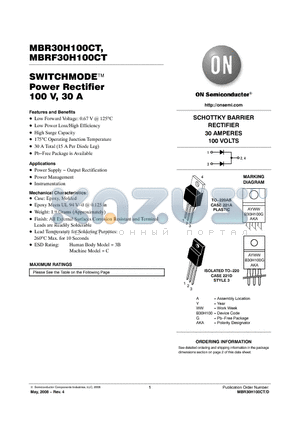 MBR30H100CT datasheet - SWITCHMODE Power Rectifier