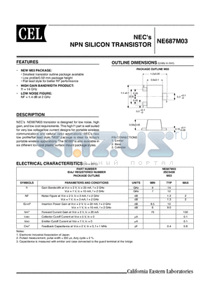 NE687M03-A datasheet - NECs NPN SILICON TRANSISTOR
