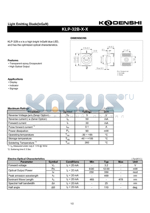 KLP-32B datasheet - Light Emitting Diode(InGaN)