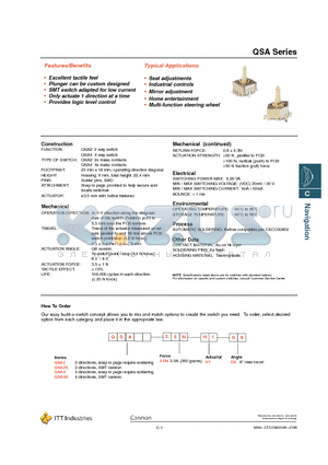 QSA435NH1 datasheet - Excellent tactile feel, SMT switch adapted for low current,  Only actuate 1 direction at a time