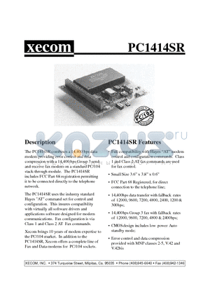 PC1414SR datasheet - The PC1414SR combines a 14,400 bps data modem