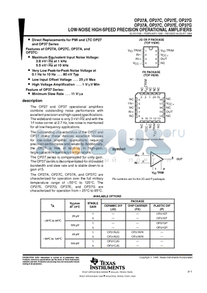 OP37EFK datasheet - LOW-NOISE HIGH-SPEED PRECISION OPERATIONAL AMPLIFIERS