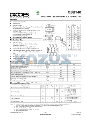QSBT40-7-F datasheet - QUAD DATA LINE SCHOTTKY BUS TERMINATOR
