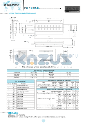 PC1602-E datasheet - PC1602-E