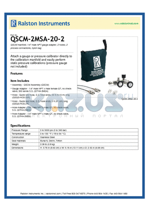 QSCM-2MSA-20-2 datasheet - QSCM manifold