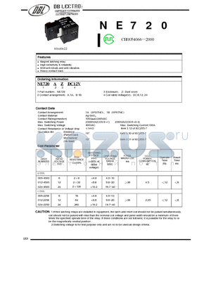 NE720BZDC6V datasheet - Magnet latching relay.