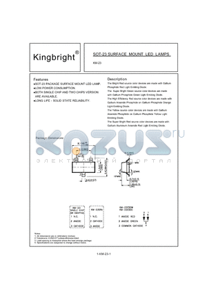 KM-23ESGW datasheet - SOT-23 SURFACE MOUNT LED LAMP