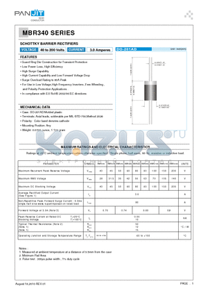 MBR340 datasheet - SCHOTTKY BARRIER RECTIFIERS