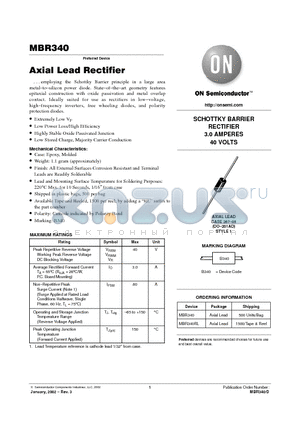 MBR340RL datasheet - SCHOTTKY BARRIER RECTIFIER 3.0 AMPERES 40 VOLTS