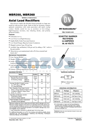 MBR350 datasheet - Axial Lead Rectifiers