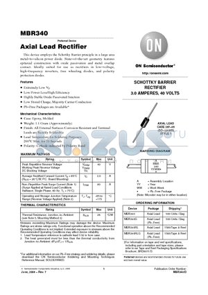 MBR340RLG datasheet - Axial Lead Rectifier