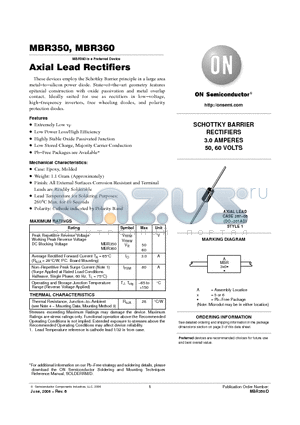 MBR350 datasheet - Axial Lead Rectifiers