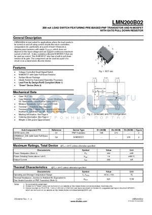 LMN200B02-7 datasheet - 200 mA LOAD SWITCH FEATURING PRE-BIASED PNP TRANSISTOR AND N-MOSFET