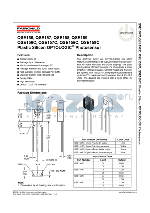 QSE158 datasheet - Plastic Silicon OPTOLOGIC Photosensor