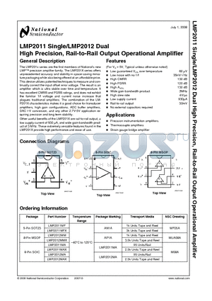 LMP2012MA datasheet - High Precision, Rail-to-Rail Output Operational Amplifier