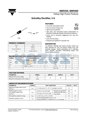 MBR350TR datasheet - Schottky Rectifier, 3 A