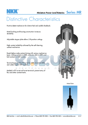 MRT22-BH datasheet - Miniature Power Level Rotaries