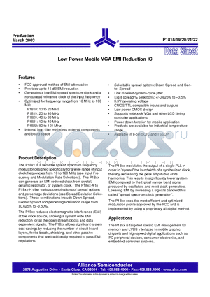 I1819F-08TT datasheet - Low Power Mobile VGA EMI Reduction IC