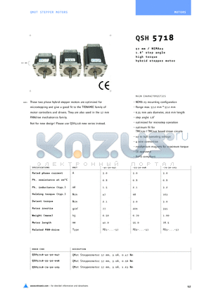 QSH5718-79-30-163 datasheet - 57mm/NEMA23 1.8` stepangle high torque hybrids tepper motor