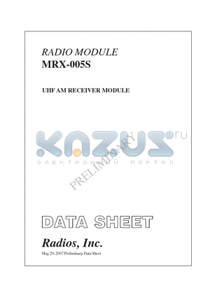 MRX-005S datasheet - UHF AM RECEIVER MODULE