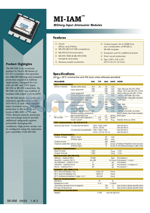 MI-IAM datasheet - Military Input Attenuator Modules