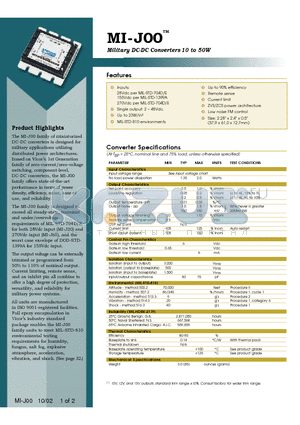 MI-J00 datasheet - Military DC-DC Converters 10 to 50W