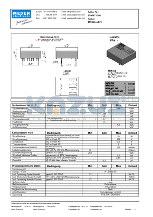 MRX06-4A71_DE datasheet - (deutsch) MRX Reed Relay