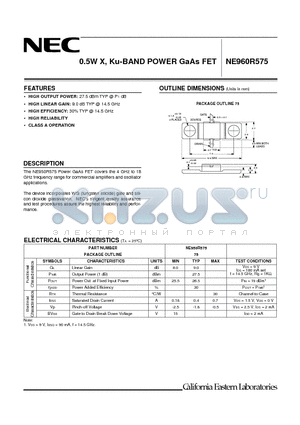 NE960R575_01 datasheet - 0.5W X, Ku-BAND POWER GaAs FET