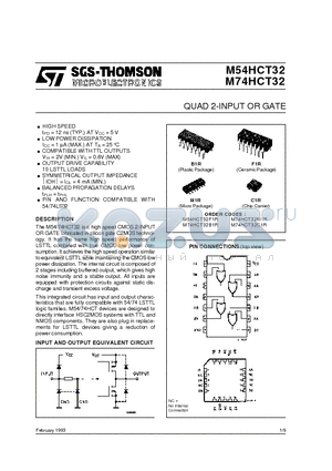 M74HCT32M1R datasheet - QUAD 2-INPUT OR GATE