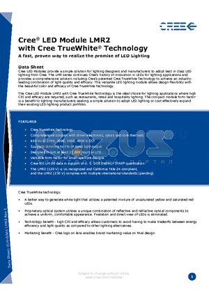 LMR020-0650-35F9-10100TW datasheet - Cree^ LED Module LMR2 with Cree TrueWhite^ Technology