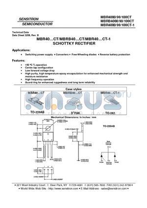 MBR40100CT datasheet - SCHOTTKY RECTIFIER