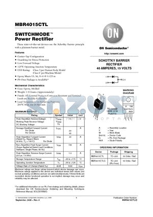 MBR4015CTD datasheet - SWITCHMODE TM Power Rectifier