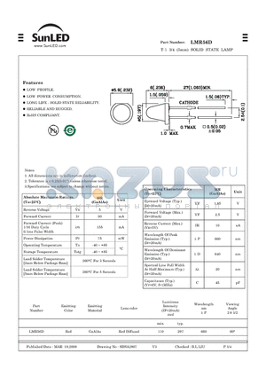 LMR56D datasheet - T-1 3/4 (5mm) SOLID STATE LAMP