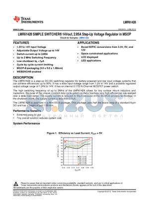 LMR61428 datasheet - LMR61428 SIMPLE SWITCHER^ 14Vout, 2.85A Step-Up Voltage Regulator in MSOP