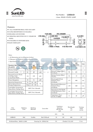 LMR61D datasheet - 1.8mm SOLID STATE LAMP