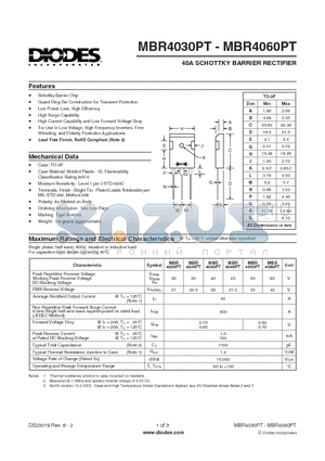 MBR4035PT datasheet - 40A SCHOTTKY BARRIER RECTIFIER