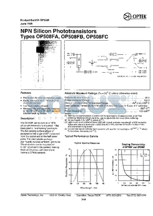 OP508FB datasheet - NPN Silicon Phototransistors