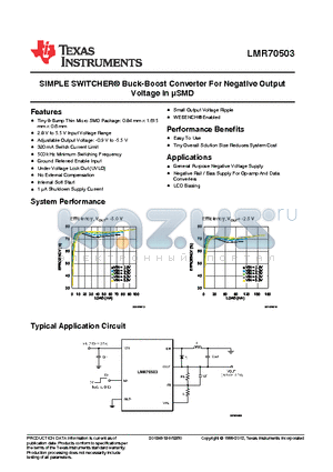 LMR70503 datasheet - SIMPLE SWITCHER^ Buck-Boost Converter For Negative Output Voltage in lSMD