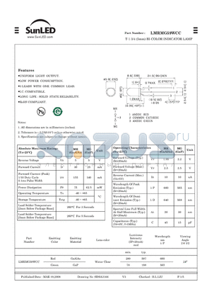 LMRMG59WCC datasheet - T-1 3/4 (5mm) BI-COLOR INDICATOR LAMP