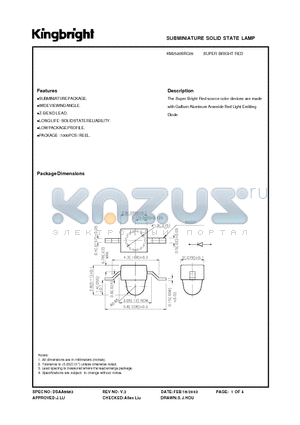 KM2520SRC09 datasheet - SUBMINIATURE SOLID STATE LAMP
