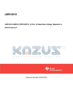 LMR10510 datasheet - SIMPLE SWITCHER^ 5.5Vin, 1A Step-Down Voltage Regulator in SOT-23 and LLP