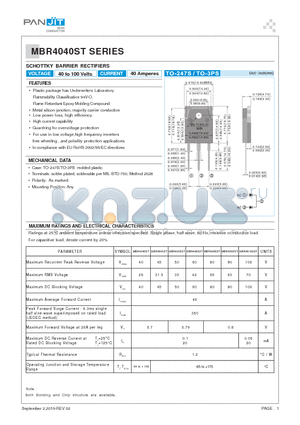 MBR4040ST datasheet - SCHOTTKY BARRIER RECTIFIERS