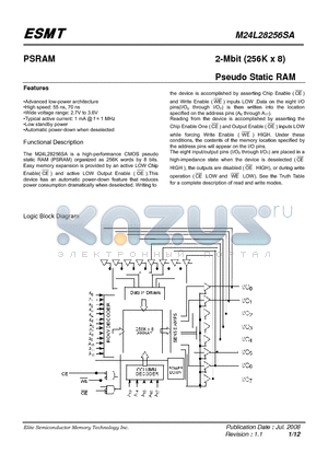 M24L28256SA datasheet - 2-Mbit (256K x 8) Pseudo Static RAM