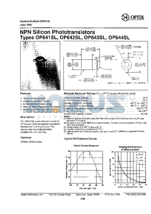 OP641SL datasheet - NPN Silicon Phototransistors